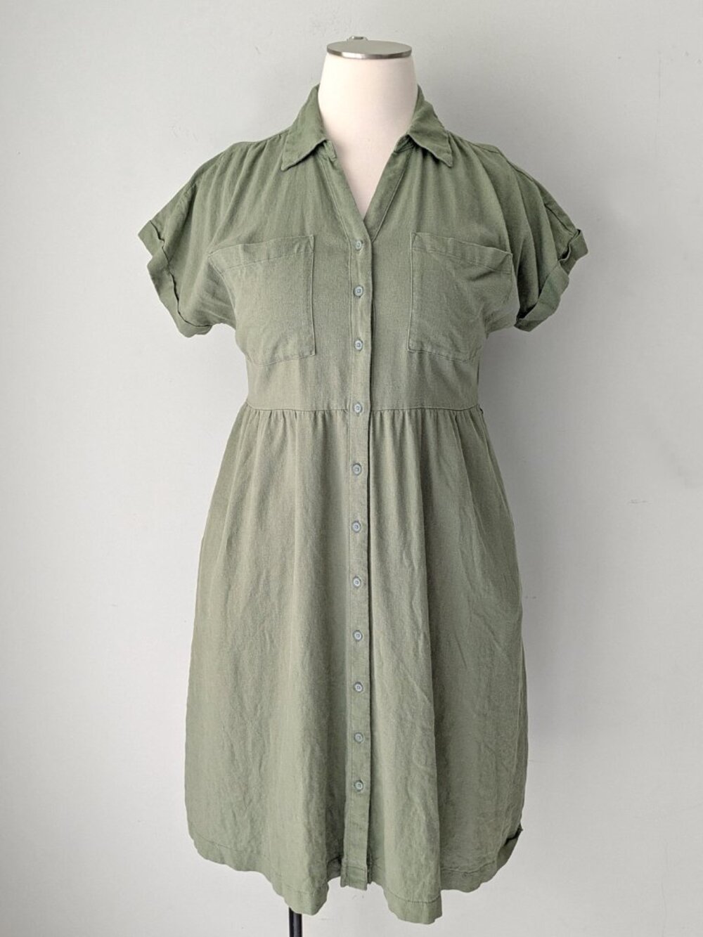 Ava & Viv Linen blend Shirt Dress w/ pocket 1X